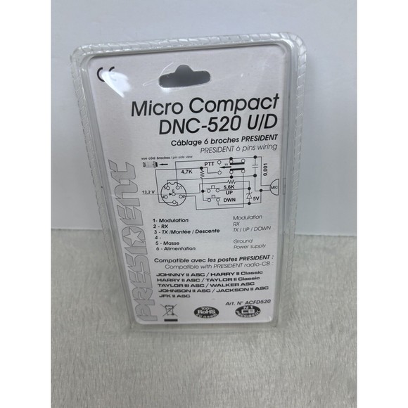 PRESIDENT DNC-520UD 6 PIN CB RADIO MICROPHONE FOR JOHNNY HARRY TAYLOR WALKER JFK - Picture 5 of 5